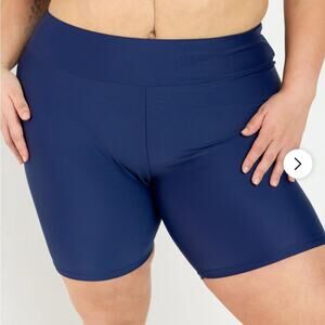 Calypsa ModLi Mid-Thigh Swim Shorts Bottom Navy Blue 1X